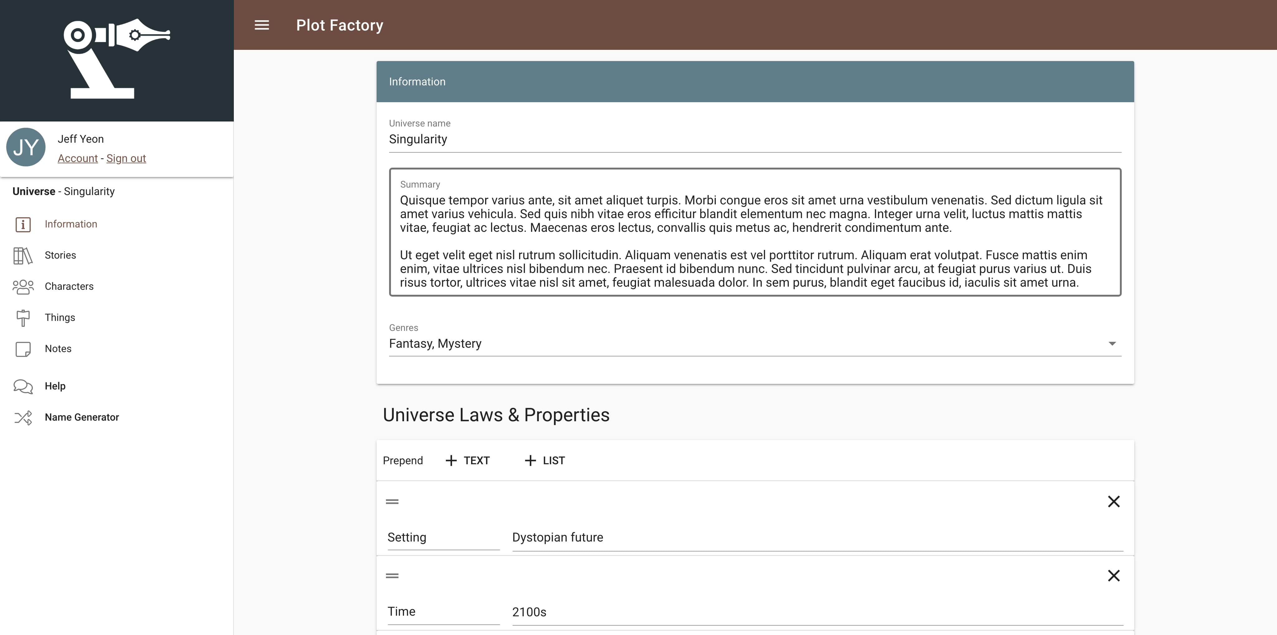Plot Factory Home Page